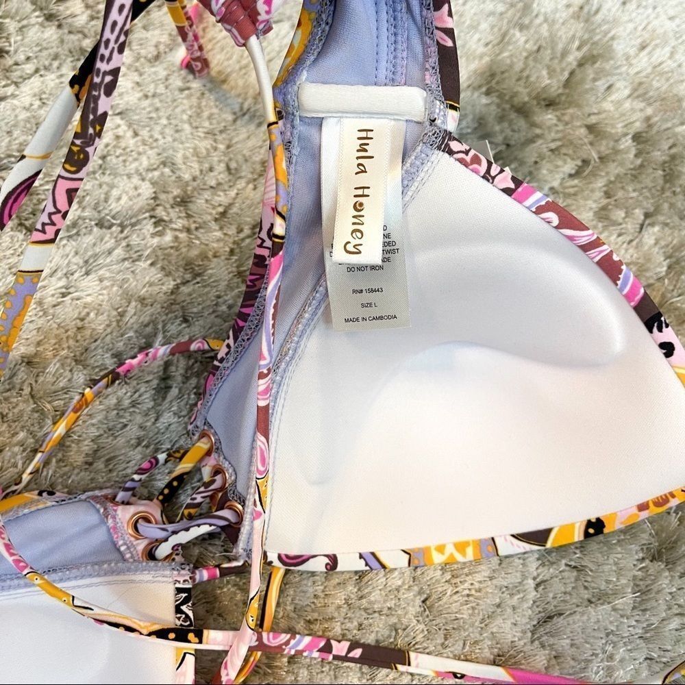 Hula Honey Bikini Lightly Padded Halter Tie-back + Matching Bottoms Size L NWT - Picture 13 of 16